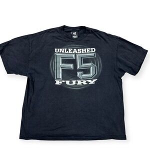 Vintage WWE T-Shirt F5 Unleashed Fury Men's 2XL Black Graphic Print Crewneck Y2K